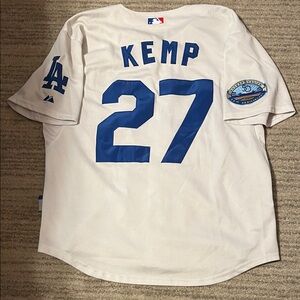 Matt Kemp Dodgers Majestic White and Blue Men's Jersey